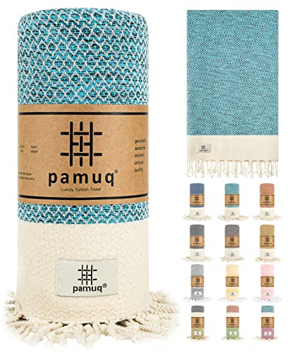 pamuq Strandtuch XXL Saunatuch Badetuch Hamamtuch Groß Baumwolle Duschtuch Pestemal Handtuch Fouta Pareo Yoga Decke Sporttuch Sarong Herren Damen von pamuq