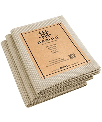 pamuq Geschirrhandtücher Baumwolle 100% - beige, einfarbig, 3er Set, 50x70cm, Aufhänger - Geschirrtücher Baumwolle Trockentücher Küche Geschirrtuch Küchentücher von pamuq