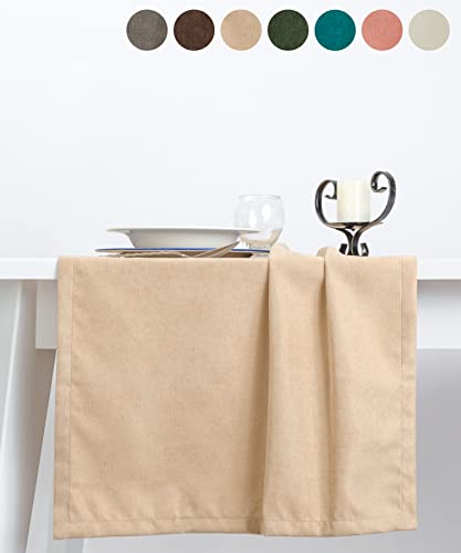 pamuq Tischläufer samt, beige, 48x160cm, abwaschbar - Table Runner Läufer Tisch-Deko Tischband Tafeltuch Tischtuch von pamuq