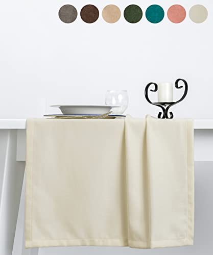 pamuq Tischläufer samt, weiß, 48x160cm, abwaschbar - Table Runner Läufer Tisch-Deko Tischband Tafeltuch Tischtuch von pamuq