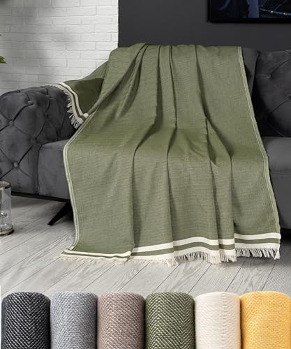 pamuq Sofadecke 170x230 cm, Oliv-grün - Tagesdecke Decke für Sofa Überwurfdecke Couchdecke Wohndecke Couch-Überwurf Blanket von pamuq