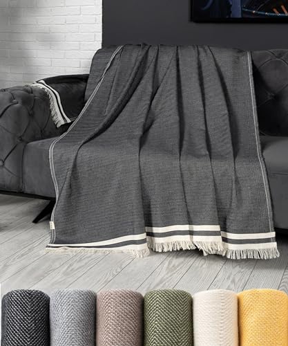 pamuq Sofadecke 170x230 cm, anthrazit - Tagesdecke Decke für Sofa Überwurfdecke Couchdecke Wohndecke Couch-Überwurf Blanket von pamuq