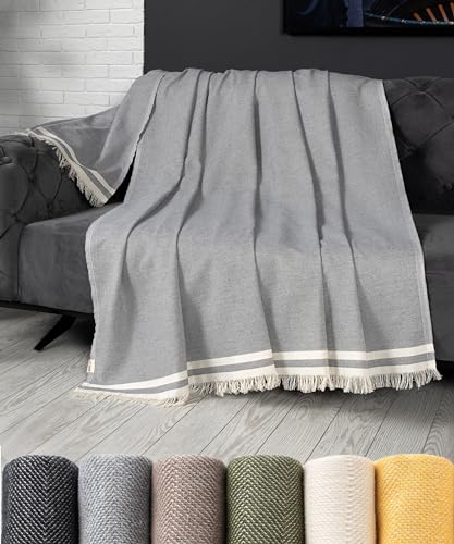 pamuq Sofadecke 170x230 cm, grau - Tagesdecke Decke für Sofa Überwurfdecke Couchdecke Wohndecke Couch-Überwurf Blanket von pamuq