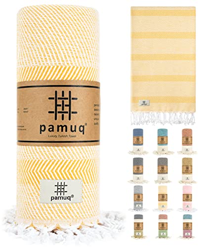 pamuq Strandtuch XXL Saunatuch Badetuch Hamamtuch Groß Baumwolle Duschtuch Pestemal Handtuch Fouta Pareo Yoga Decke Sporttuch Sarong Herren Damen von pamuq