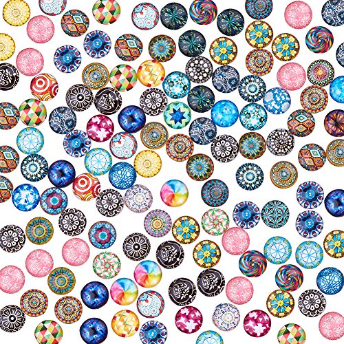 PandaHall 200 Stück Muggelsteine Glasnuggets Bunt Gemischte Farbe Runde Mosaik Kuppel Glas Cabochons Mosaiksteine Dekosteine Glassteine Flatback Taste DIY Edelsteine, 12x4 mm von PH PandaHall