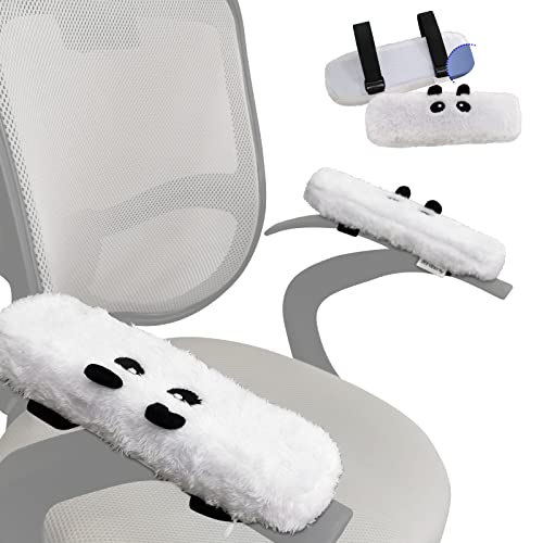 pandaonly 2Pack Plüsch Panda Stuhl Armlehne Pads,Memory Foam Cute Stuhl Armlehne Kissen mit Klettverschluss,Verstellbare ergonomische Ellbogen Unterstützung Dekompression für Büro Gaming von pandaonly