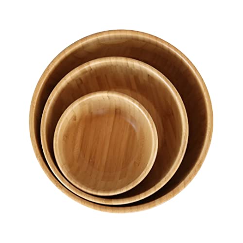 Pandoo Bambus Schüsseln | Obstschale, Schüssel Set, Salatschüssel | Obstkorb, Holzschale, Bowl Deko Schalen (5er Set (5 x Ø 14 cm)) von pandoo