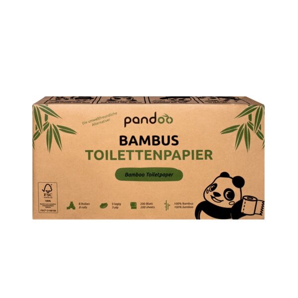 Pandoo Bambus Toilettenpapier - 8 Rollen á 200 Blatt - 3-lagig von pandoo