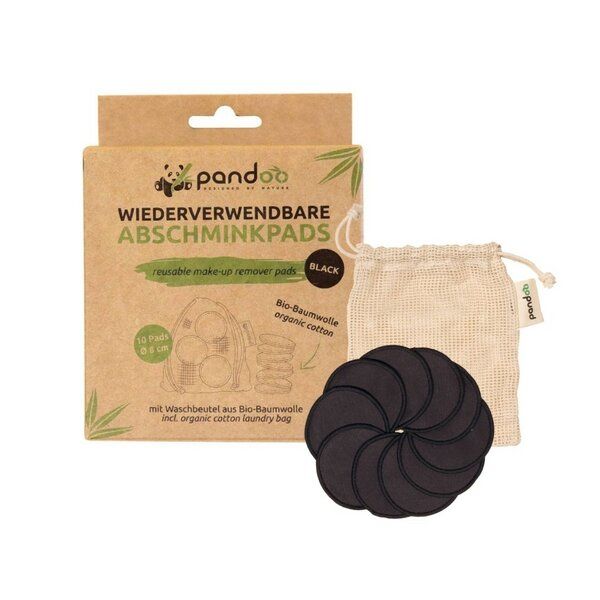 pandoo 10x Schwarze Wiederverwendbare und Waschbare Wattepads & Bio-Baumwolle von pandoo