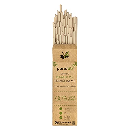 pandoo 50 Plastikfreie Einweg-Strohhalme aus Bambus und Pflanzenfaser | Biologisch Abbaubare Trinkhalme | Super Alternative zu Plastik Strohhalmen | Der Umweltfreundliche & Nachhaltige Strohhalm von pandoo