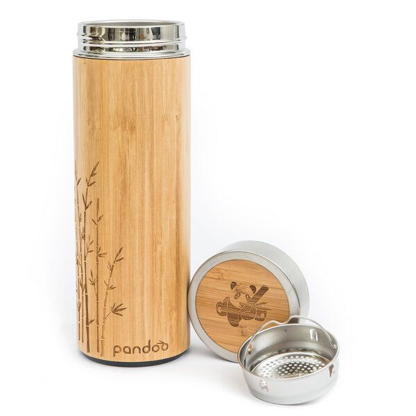pandoo Bambus doppelwandige Thermoflasche mit Teesieb von pandoo
