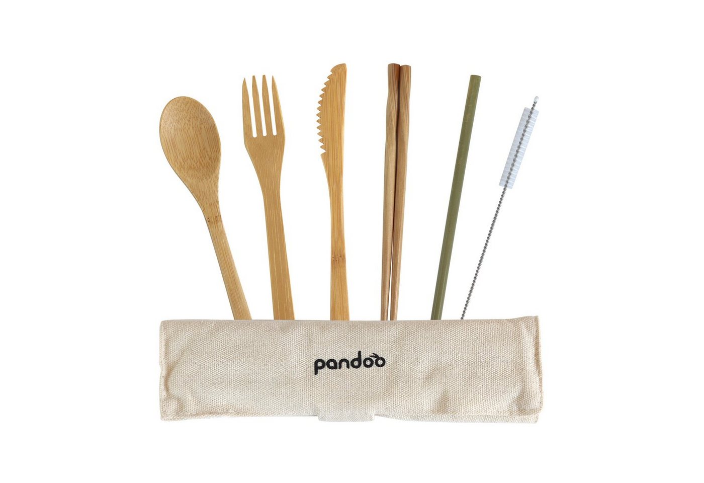 pandoo Besteck-Set Bambus Picknick und Reise Besteck-Set (6-tlg), 2 Personen, Bambus, Baumwolle pandoo Besteck-Set Bambus Picknick und Reise Besteck-Set (6-tlg), 2 Personen, Bambus, Baumwolle von pandoo