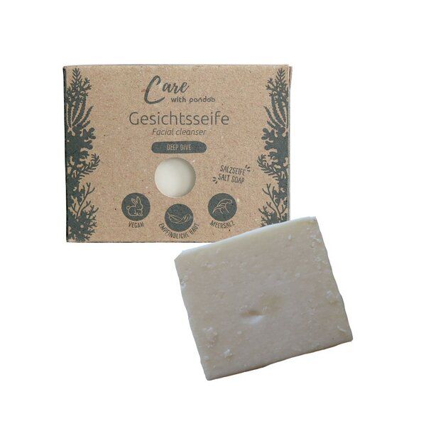 pandoo Feste Salzseife - Gesichtsseife - Deep Dive 100g - Naturkosmetik von pandoo