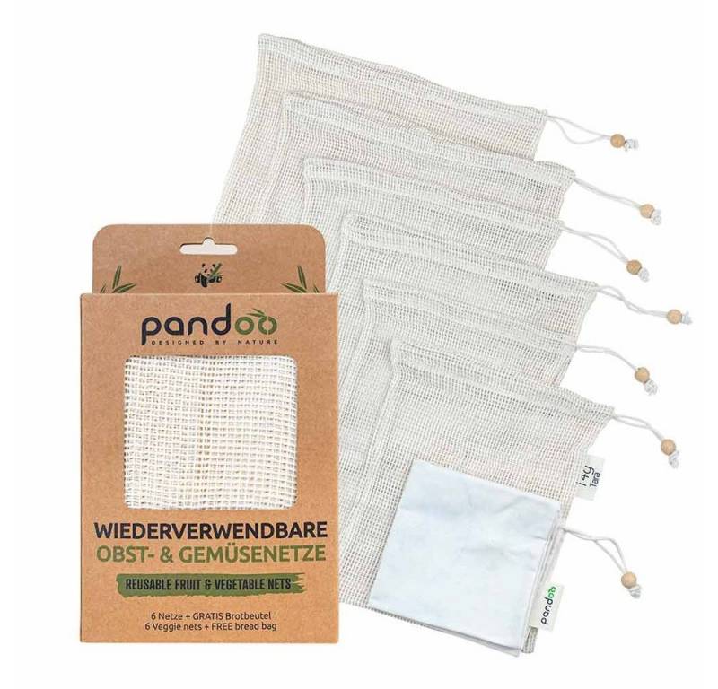 pandoo Gemüsebeutel Obst- und Gemüsenetze, 3er- und 6er-Set, Bio Baumwolle, (7-tlg) von pandoo