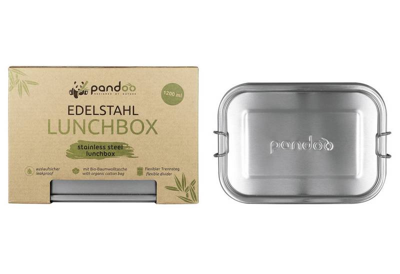 pandoo Lunchbox, Edelstahl, inkl. Baumwollbeutel, Divider und E-Book von pandoo