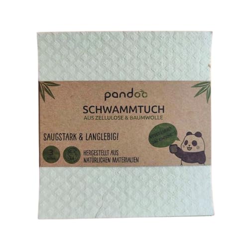 pandoo Nachhaltige Schwammtücher 3er-Set – waschbar, saugstark & plastikfrei von pandoo