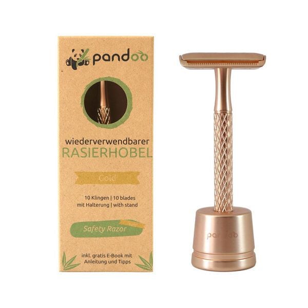 pandoo Rasierhobel aus Metall | inkl. 10 Klingen | 7 Farben von pandoo