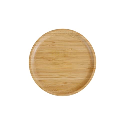 pandoo Wiederverwendbare Bambusteller | 100% Bambus Teller | Runde Holzteller, Bamboo Plates, Bambus Deko, Speiseteller, Geschirrset, Holz Teller, Mehrweg Teller | Set 4 x 20 cm von pandoo