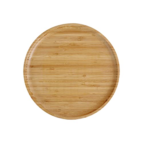 pandoo Wiederverwendbare Bambusteller | 100% Bambus Teller | Runde Holzteller, Bamboo Plates, Bambus Deko, Speiseteller, Geschirrset, Holz Teller, Mehrweg Teller | Set 4 x 25 cm von pandoo