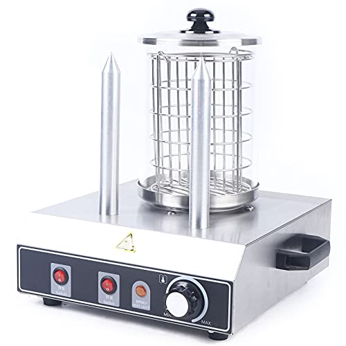 400W Hot Dog Maker | 220V Wurstwärmer+Broterwärmer | 2 Heizspieße | Edelstahl | Temperatur einstellbar von panfudongk