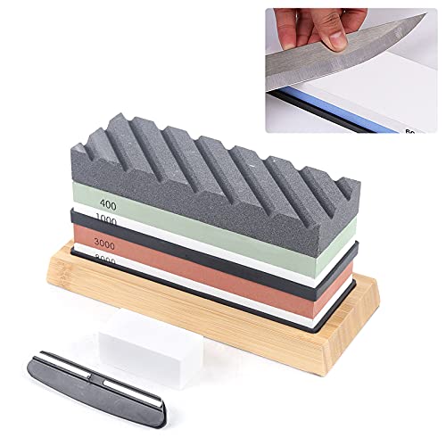 Abziehstein | Wetzstein für Messer | Schleifstein Messerschärfer | Sharpening Stone | Knife Sharpener | 400/1000, 3000/8000 Körnung | Weißer Korund | Messerschärfung | Wasserstein Schleifer von panfudongk