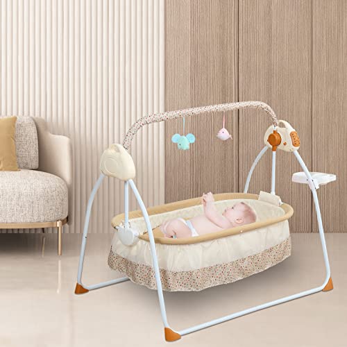 Elektrische Babywiege Babyschaukel | Schaukelbett für Babys 0-18 Monate | 25 kg Tragfähigkeit | Musik, Fernbedienung, Moskitonetz von panfudongk