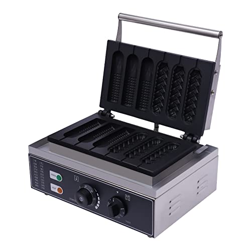 Hot Dog Maschine 1500W Hotdog Waffeleisen | Antihaftbeschichtung | 6 Stück | Edelstahlgehäuse | Vielseitige Anwendung | 50-300 ℃ | LED-Licht | Leicht zu reinigen von panfudongk