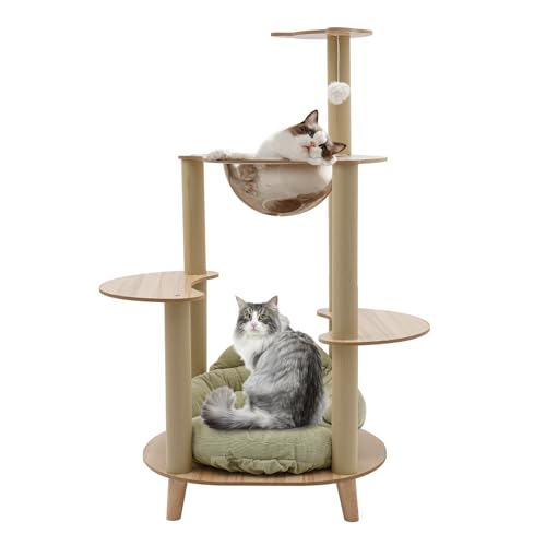 Katzenbaum 115cm Klettergerüst Katzenmöbel Kratzbaum mit Plattform Kratzstange für Wohnzimmer Schlafzimmer Katzenvergnügen Entspannung Kletterspaß Tragfähigkeit 15kg von panfudongk