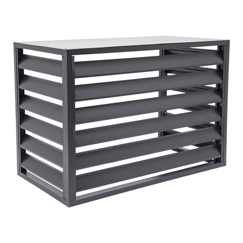 Klimaanlage Abdeckung Außengerät Verkleidung Wärmepumpe Aluminium Zaun Garten Balkon Montage Set Rostfrei Privatsphäre Blumenablage (Grau, 100 * 70 * 50cm) von panfudongk