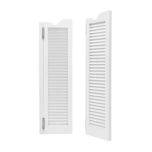 Schwingtür Holztür Pendeltür Raumtrenner Salon Tür Schwingtür Holz Holztüren innen Doppeltür Kiefernholz Innentür Landhausstil Wandmontage (Weiß, 107 * 61cm) von panfudongk