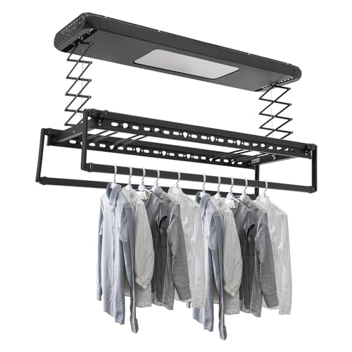 Wäscheständer Wäschetrockner Wäscheständer Turm Wäscheständer Badewanne Wäscheständer Platzsparend Mini Wäscheständer Wäscheständer Schmal Elektrischer Deckenmontage Wäschetrockner (Schwarz) von panfudongk
