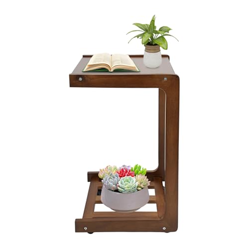 panfudongk C-Form Beistelltisch 63cm Hohe Holz Tisch Rollbarer Sofa Laptop Nachttisch Mit Hohlboden Lagerung Und 4 Räder Für Wohnzimmer Schlafzimmer Büro Praktische Nutzung Komfortable (Grün) von panfudongk