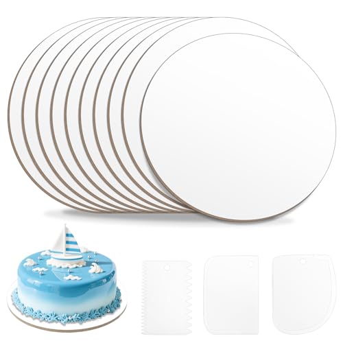 pangdapengpeng 10 Stück Cake Board 30 cm Rund, 3 mm Dick Tortenunterlage, Wiederverwendbar Torten Unterplatten, Kuchenplatte Pappe, Stabile Tortenplatte für Transport und Präsentation Cake (Weiß) von pangdapengpeng