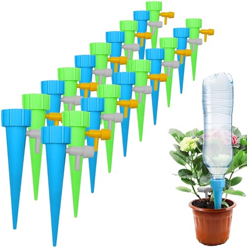 pangdapengpeng 20 Stück Automatisch Bewässerung Set, Urlaub Bewässerungssystem für Pflanzen, 1,1 Zoll Tröpfchenbewässerung mit Langsam Entriegelbarem Steuerventil für Gärten Topfpflanzen (20) von pangdapengpeng
