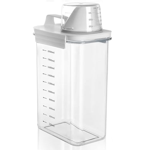 pangdapengpeng 2300 ml Luftdichter Waschmittelspender mit Messbecher, Waschmittel Aufbewahrung, Laundry Powder Box, Waschmittelbox für Pulver, Hundefutter, Food Container (2300ML) von pangdapengpeng