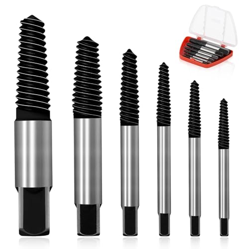 pangdapengpeng 6 Stück Schraubenausdreher Set, Profi Linksausdreher Set, Screw Extractor zum Entfernen Beschädigter, Rostiger, Festsitzenden Oder Gebrochener Schrauben (6er-Set) von pangdapengpeng