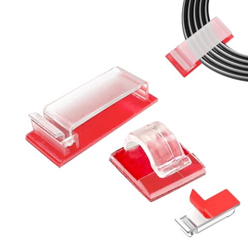 pangdapengpeng 70 Stück Kabelhalter Selbstklebend, 50 Kleine Kabelclips + 20 GroBe Kabelmanagement, Kabel Organizer mit Klebstoff für Haus, Buro, TV, PC (Transparent) von pangdapengpeng