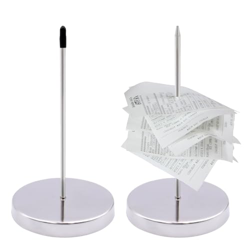 pangutheos 2 Stück Zettelspießer, Legierung Chrom Papier Spike Abnehmbar Kassenbon Halter mit Rundem Sockel Memo Halter Spike für Restaurants Büros Geschäfte (Silber) Brand: pangutheos von pangutheos