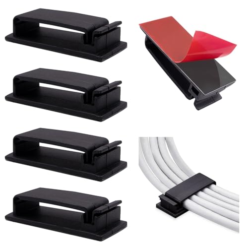 pangutheos 50 Stück Kabelhalter Selbstklebend, Kabel Organizer mit Klebeaufkleber, Kabelklemmen Selbstklebend für TV, PC, Laptop, Ethernet Kabel, Schreibtisch, Heim, Büro (Schwarz) von pangutheos