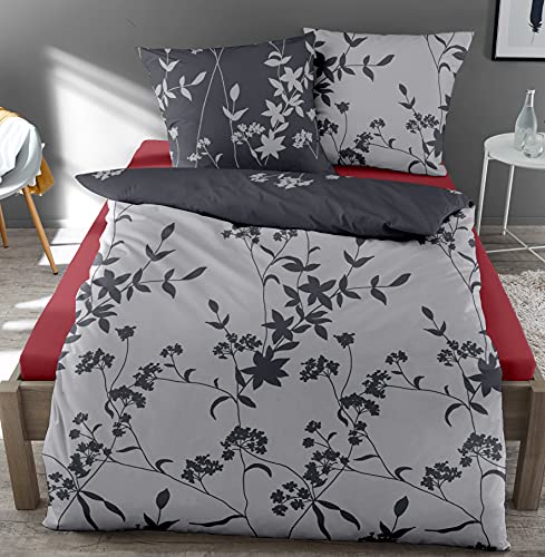 *** 2 Garnituren Dormisette Mako-Satin Wende- Bettwäsche 135x200 80x80 4-TLG. 4-teilig mit Reißverschluss (Zinn Silber) *** von panoptikum24