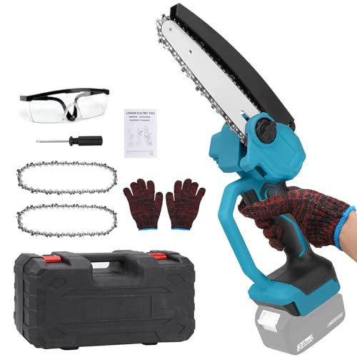 6 Zoll Mini Akku Kettensäge Kompatibel mit Makita 18V, Bürstenloser Motor Akku-Kettensäge Kettensägen Handkettensäge für Gartenscheren Astschere Holzschneiden （ohne Akku） von panthem