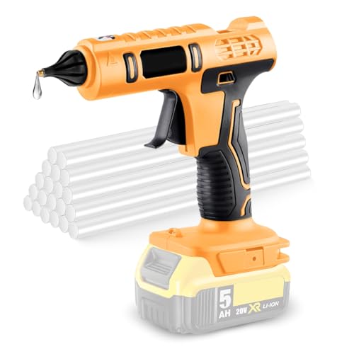 Akku-Klebepistole kompatibel mit Dewalt 18V / 20V Lithium-Akku mit 20x Klebestifte, Heißklebepistole Kabellos Aufheizung Klebepistole für DIY, Handwerk und Schnelle Reparaturen (ohne Akku) von panthem