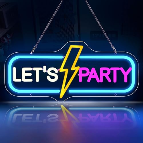 Let's Party Neonschild, Neonlicht mit Acrylplatte Neon Word Kunst Leuchtreklame Dekorative Wand Neon Schild USB für Schlafzimmer, Bar, Hochzeit, Party, Weihnachten, Geburtstagsfeier von panthem