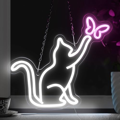 Neon Katze Schild Wanddekoration Schmetterling Neonschild Usb Neonlicht Party Leuchtreklame für Geschäft Schlafzimmer Nachttisch Wohnzimmer Party Neon Schilder Kinder Zimmer von panthem