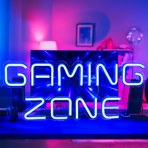 Neonlicht Schild, Spiel Leuchtreklame Gaming Zone Gaming Neon Schild Neon Sign Licht Neonschilder für Spielzimmer Wand Game Room Bar Party Kinderzimmer Deko Jungen Geschenk von panthem