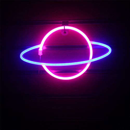 Planet Neon Signs LED Planet Licht, Dekorative 3D Lampe Lichter Neonlichter Beleuchtung Nachtlichter für Zimmer Wand Kinder Schlafzimmer Wohnzimmer Hochzeit Party Decor 18x30cm von panthem