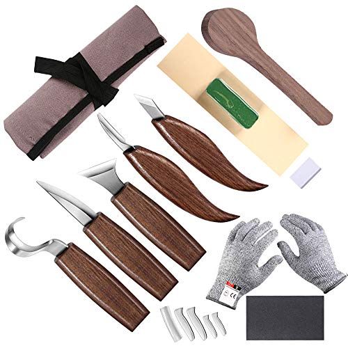 Schnitzwerkzeug für Holz, Hakenschnitzmesser, Detail Holzmesser, Schnitzmesser, Schrägmesser, Trimmmesser für Löffel, Schüssel, Tasse oder allgemeine Holzarbeiten, Chip Carving Knife Kit für Anfänger von panthem