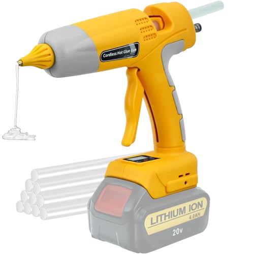 panthem 100W Heißklebepistole Kabellos Kompatibel mit Dewalt Akku 20V, Digital Heissklebepistole mit 10 Klebesticks, Klebepistole für DIY Handwerk, Haus & Büro Reparatur (ohne Batterie) von panthem