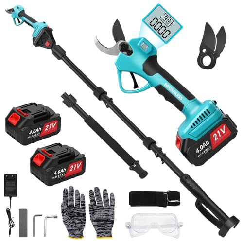panthem 2 in 1 Akku Astschere Teleskop Elektrische Gartenschere Kompatibel mit Makita 18 V, Maximale Reichweite bis 4.1 m, 43 mm Schnittöffnung, Bürstenlosen Motor mit 2x4000mAh Batterien von panthem