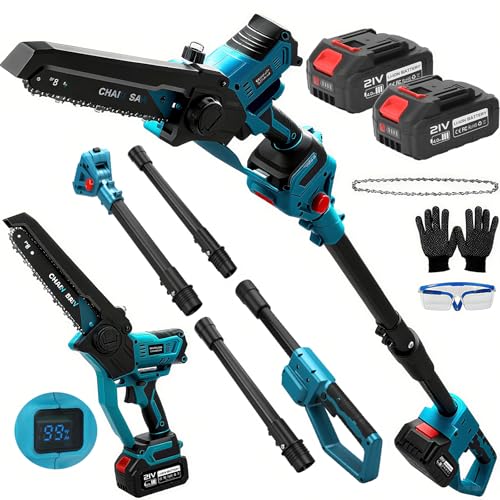panthem Akku Hochentaster Ast Kettensäge Profi-Astsäge für Makita 18V, 2 IN 1 Mini 8 zoll Akku Kettensäge Teleskop with akku 21V 4000mAh Elektro teleskopsäge Astsäge Arbeitshöhe bis 4,5m von panthem